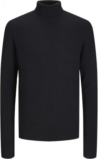 Jack & Jones PANNEL Turtleneck Knitted Sweater Black - Puloverji & jopice - Moški Puloverji & Jopice za Močnejše Postave