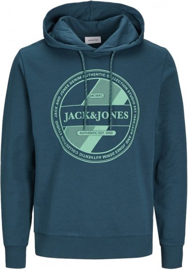 Jack & Jones RIO Hoodie Deep Teal - Puloverji & jopice - Moški Puloverji & Jopice za Močnejše Postave