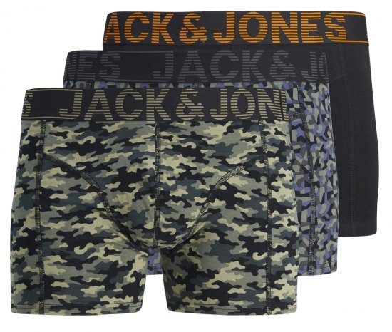 Jack & Jones JACDANNY Trunks 3-Pack Camo/Black - Spodnje perilo & kopalne hlače - Moško Spodnje Perilo za močnejše postave