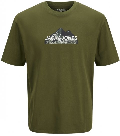 Jack & Jones JCOMOUNTAIN LOGO T-Shirt Cypress - Kratke Majice - Moške kratke majice za močnejše postave