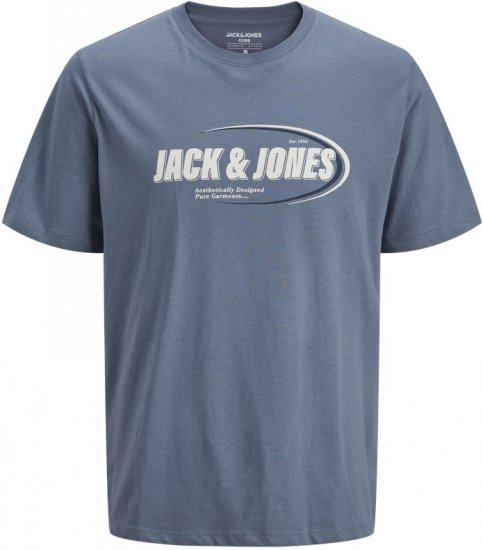 Jack & Jones RAY T-Shirt Flint Stone Blue - Kratke Majice - Moške kratke majice za močnejše postave