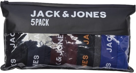 Jack & Jones EVERYDAY Trunks 5 Pack Black - Spodnje perilo & kopalne hlače - Moško Spodnje Perilo za močnejše postave