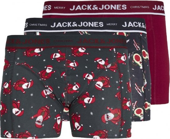 Jack & Jones MERRY X-MAS Trunks 3-Pack Dark Navy - Spodnje perilo & kopalne hlače - Moško Spodnje Perilo za močnejše postave