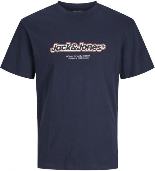 Jack & Jones ESTERBRO Newton T-Shirt Blue - Kratke Majice - Moške kratke majice za močnejše postave