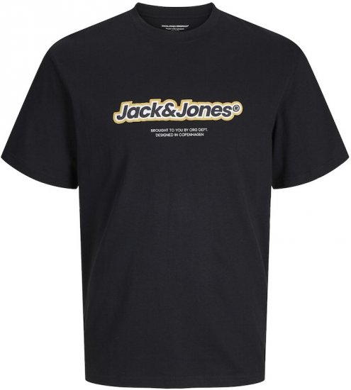 Jack & Jones ESTERBRO Newton T-Shirt Black - Kratke Majice - Moške kratke majice za močnejše postave