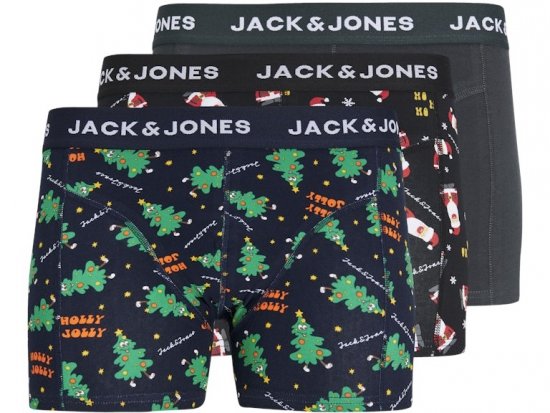 Jack & Jones HOLLY JOLLY Trunks 3-Pack Black - Spodnje perilo & kopalne hlače - Moško Spodnje Perilo za močnejše postave
