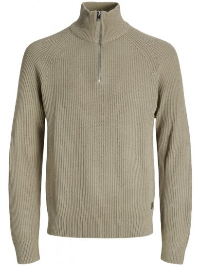 Jack & Jones Pannel Knit Half Zip Pullover Crockery - Puloverji & jopice - Moški Puloverji & Jopice za Močnejše Postave