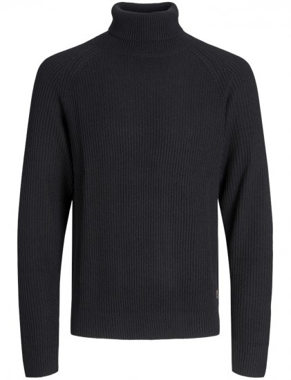 Jack & Jones Pannel Roll Neck Knit Pullover Black - Puloverji & jopice - Moški Puloverji & Jopice za Močnejše Postave