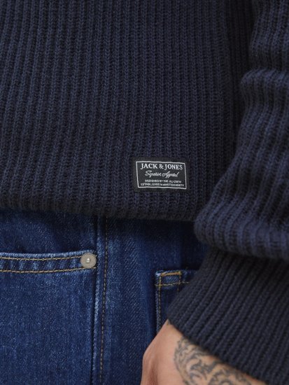 Jack & Jones Pannel Roll Neck Knit Pullover Sky Captain - Puloverji & jopice - Moški Puloverji & Jopice za Močnejše Postave