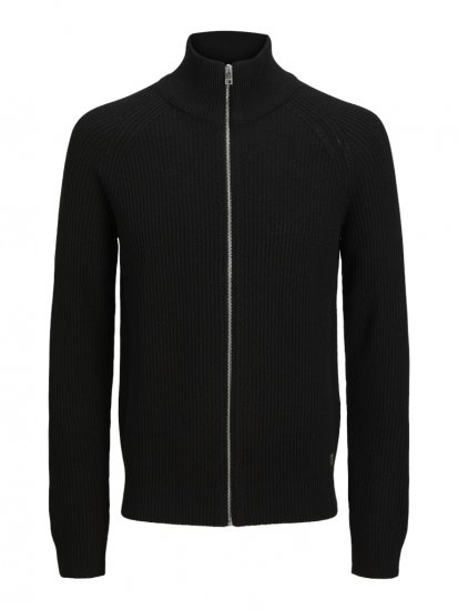 Jack & Jones Pannel Zip Knit Cardigan Black - Puloverji & jopice - Moški Puloverji & Jopice za Močnejše Postave