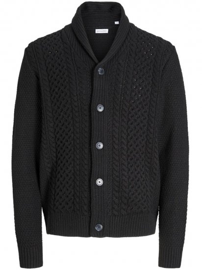 Jack & Jones Paul Shawl Knit Cardigan Black - Puloverji & jopice - Moški Puloverji & Jopice za Močnejše Postave