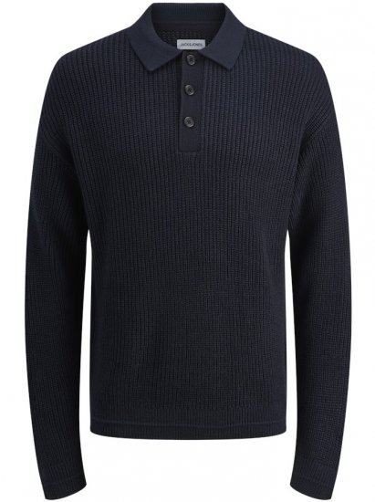 Jack & Jones Kaito Knit Polo Pullover Sky Captain - Puloverji & jopice - Moški Puloverji & Jopice za Močnejše Postave