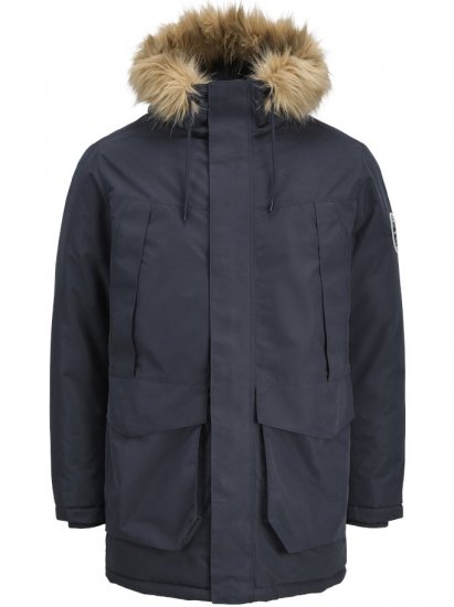 Jack & Jones Camp Faux Fur Parka Dark Navy - Jakne - Moške bunde za Močnejše Postave