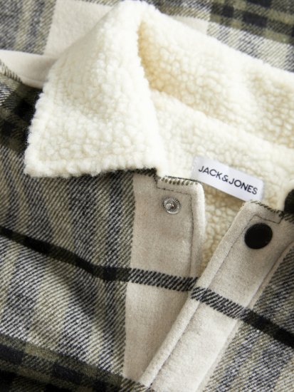 Jack & Jones Zac Teddy Long Sleeve Overshirt Jacket Dusty Olive - Jakne - Moške bunde za Močnejše Postave