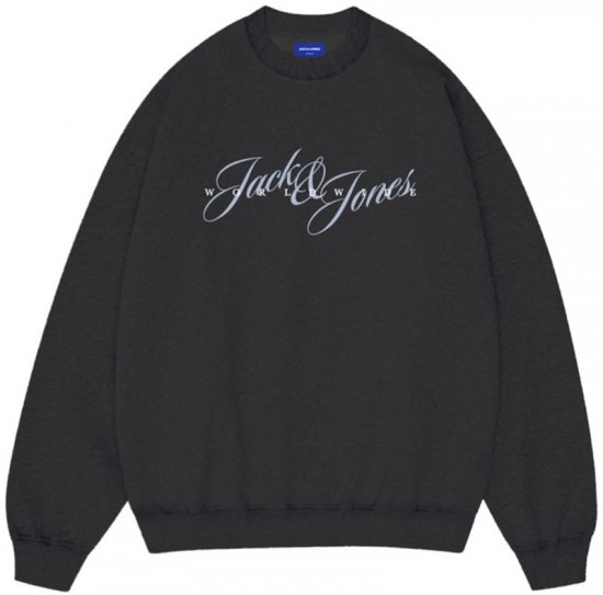 Jack & Jones Wood Crew Neck Sweatshirt Black - Puloverji & jopice - Moški Puloverji & Jopice za Močnejše Postave
