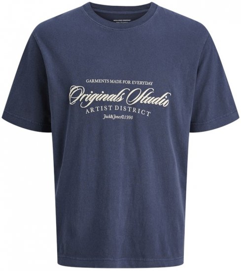 Jack & Jones Wood Wash Crew Neck T-Shirt Ocean Cavern - Kratke Majice - Moške kratke majice za močnejše postave