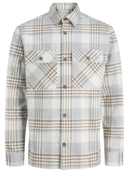Jack & Jones Rayle Melange Check Long Sleeve Overshirt Brown - Srajce - Moške srajce za Močnejše Postave