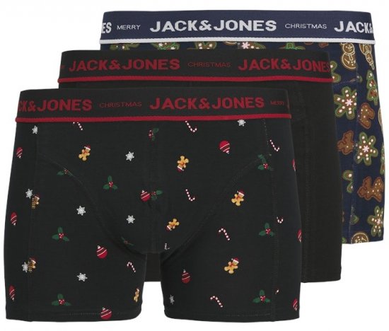 Jack & Jones Gingerbread Trunks 3-Pack Black - Spodnje perilo & kopalne hlače - Moško Spodnje Perilo za močnejše postave