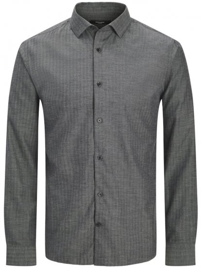 Jack & Jones Parker Melange Long Sleeve Shirt Black - Srajce - Moške srajce za Močnejše Postave