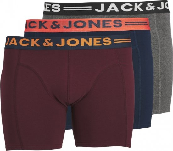 Jack & Jones LICHFIELD Trunks 3-Pack Burgundy - Spodnje perilo & kopalne hlače - Moško Spodnje Perilo za močnejše postave