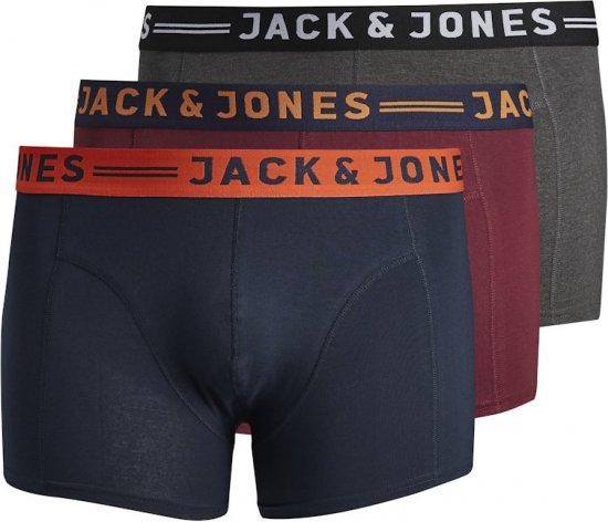 Jack & Jones LICHFIELD Trunks 3-Pack Burgundy - Spodnje perilo & kopalne hlače - Moško Spodnje Perilo za močnejše postave