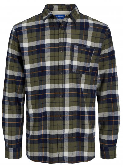 Jack & Jones JOROWEN CHECK COMFORT Shirt Olive - Srajce - Moške srajce za Močnejše Postave