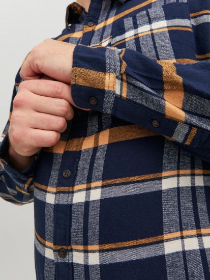 Jack & Jones JOROWEN CHECK COMFORT Shirt Navy - Srajce - Moške srajce za Močnejše Postave