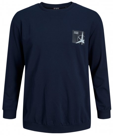 Jack & Jones JCOFILO Crew Neck Sweater with Back Print Navy Blazer - Puloverji & jopice - Moški Puloverji & Jopice za Močnejše Postave