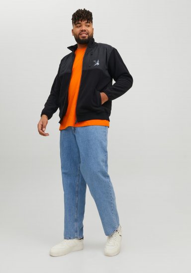 Jack & Jones JCOFILO POLARFLEECE with Zipper Black - Puloverji & jopice - Moški Puloverji & Jopice za Močnejše Postave