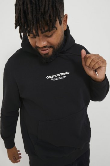 Jack & Jones ESTERBRO Hoodie Black - Puloverji & jopice - Moški Puloverji & Jopice za Močnejše Postave