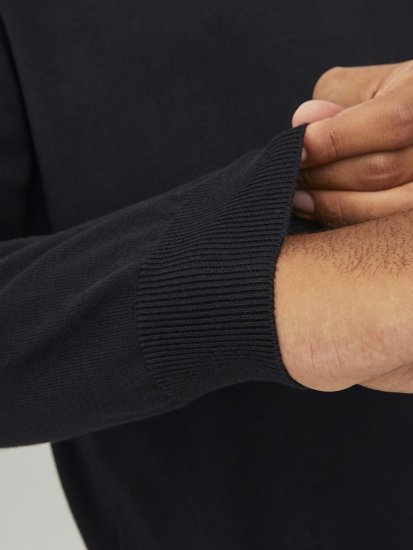 Jack & Jones BASIC Knitted Sweater Black - Puloverji & jopice - Moški Puloverji & Jopice za Močnejše Postave