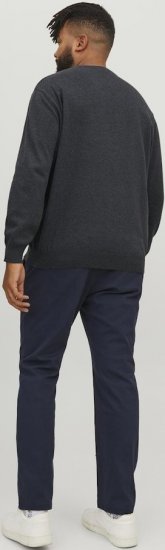 Jack & Jones BASIC Knitted Sweater Dark Grey Melange - Puloverji & jopice - Moški Puloverji & Jopice za Močnejše Postave