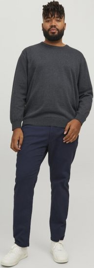 Jack & Jones BASIC Knitted Sweater Dark Grey Melange - Puloverji & jopice - Moški Puloverji & Jopice za Močnejše Postave