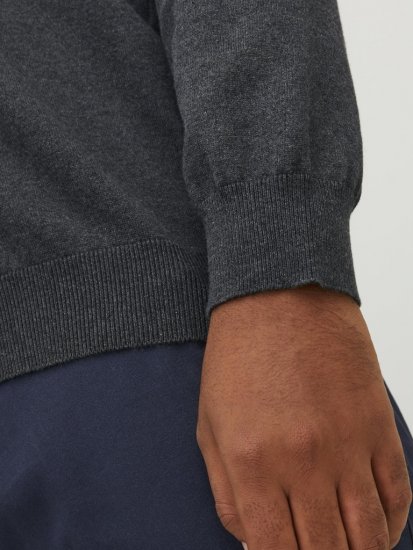 Jack & Jones BASIC Knitted Sweater Dark Grey Melange - Puloverji & jopice - Moški Puloverji & Jopice za Močnejše Postave