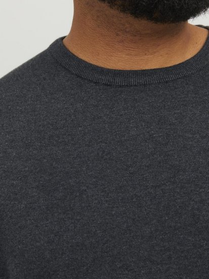 Jack & Jones BASIC Knitted Sweater Dark Grey Melange - Puloverji & jopice - Moški Puloverji & Jopice za Močnejše Postave