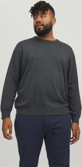 Jack & Jones BASIC Knitted Sweater Dark Grey Melange - Puloverji & jopice - Moški Puloverji & Jopice za Močnejše Postave
