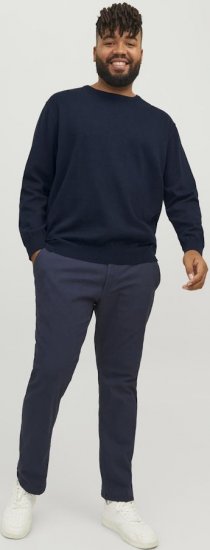 Jack & Jones BASIC Knitted Sweater Navy Blazer - Puloverji & jopice - Moški Puloverji & Jopice za Močnejše Postave