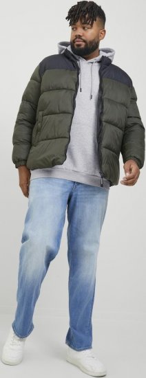 Jack & Jones BRADLEY Hoodie Light Grey Melange - Puloverji & jopice - Moški Puloverji & Jopice za Močnejše Postave