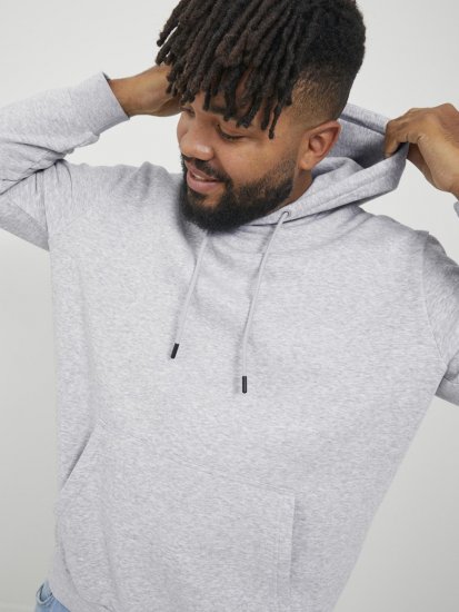 Jack & Jones BRADLEY Hoodie Light Grey Melange - Puloverji & jopice - Moški Puloverji & Jopice za Močnejše Postave