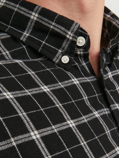 Jack & Jones JORCOZY FLANNEL CHECK SHIRT LS Black - Srajce - Moške srajce za Močnejše Postave