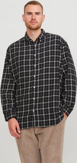 Jack & Jones JORCOZY FLANNEL CHECK SHIRT LS Black - Srajce - Moške srajce za Močnejše Postave