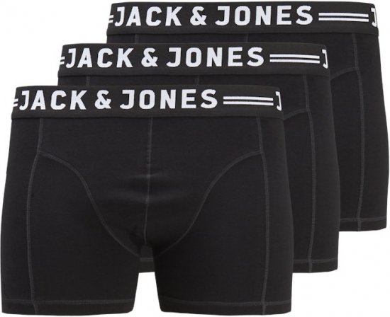 Jack & Jones SENSE Trunks 3-Pack Black - Spodnje perilo & kopalne hlače - Moško Spodnje Perilo za močnejše postave
