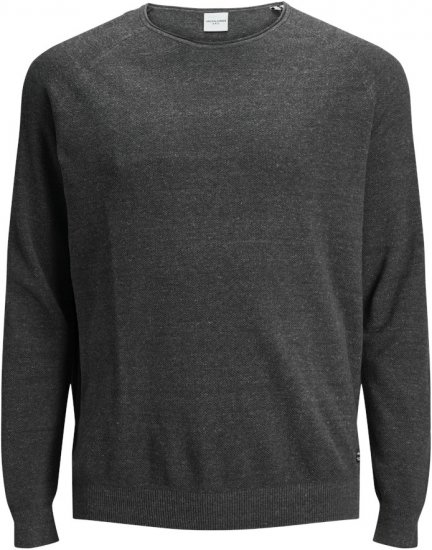 Jack & Jones HILL Knitted Sweater Dark Grey Melange - Puloverji & jopice - Moški Puloverji & Jopice za Močnejše Postave