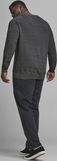 Jack & Jones HILL Knitted Sweater Dark Grey Melange - Puloverji & jopice - Moški Puloverji & Jopice za Močnejše Postave