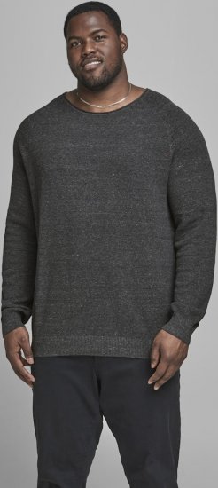 Jack & Jones HILL Knitted Sweater Dark Grey Melange - Puloverji & jopice - Moški Puloverji & Jopice za Močnejše Postave