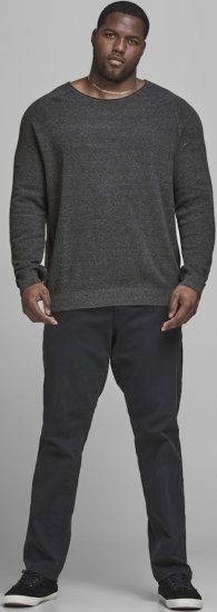 Jack & Jones HILL Knitted Sweater Dark Grey Melange - Puloverji & jopice - Moški Puloverji & Jopice za Močnejše Postave