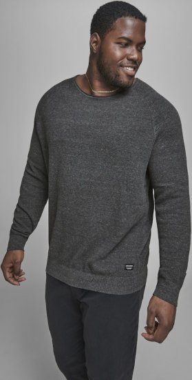 Jack & Jones HILL Knitted Sweater Dark Grey Melange - Puloverji & jopice - Moški Puloverji & Jopice za Močnejše Postave