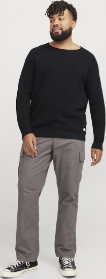 Jack & Jones HILL Knitted Sweater Black - Puloverji & jopice - Moški Puloverji & Jopice za Močnejše Postave