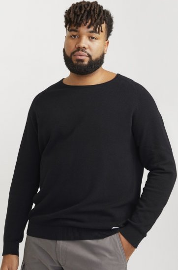 Jack & Jones HILL Knitted Sweater Black - Puloverji & jopice - Moški Puloverji & Jopice za Močnejše Postave