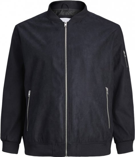 Jack & Jones ROCKY Faux Suede Bomber Jacket Jet Black - Jakne - Moške bunde za Močnejše Postave
